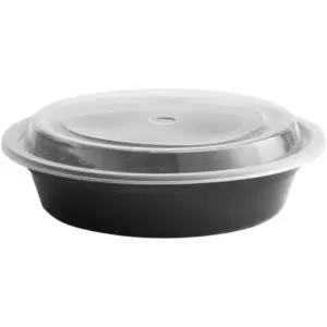 24420 - 7x1.5 ROUND BLACK MICROWAVABLE CONTAINER WITH LID