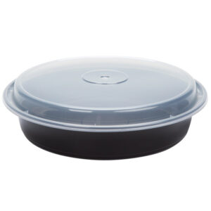 24428 - 9x1.5 ROUND BLACK MICROWAVABLE CONTAINER WITH LID