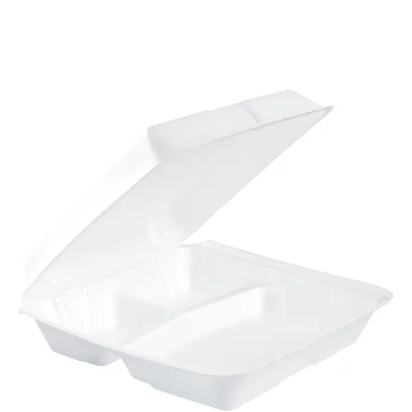 24335 - 9.5x9.3x3 WHITE FOAM 3 COMPARTMENT TO-GO CONTAINER 95HT3R