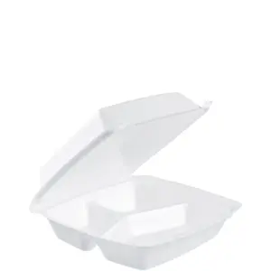 24339 - 8x8x2.5 WHITE FOAM 3 COMPARTMENT TO-GO CONTAINERS 85HT3R