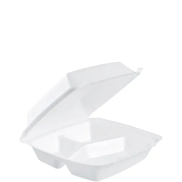 24339 - 8x8x2.5 WHITE FOAM 3 COMPARTMENT TO-GO CONTAINERS 85HT3R