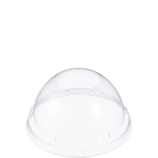 24259 - 12-24oz CLEAR PLASTIC DOME LID WITH HOLE 16LCDH