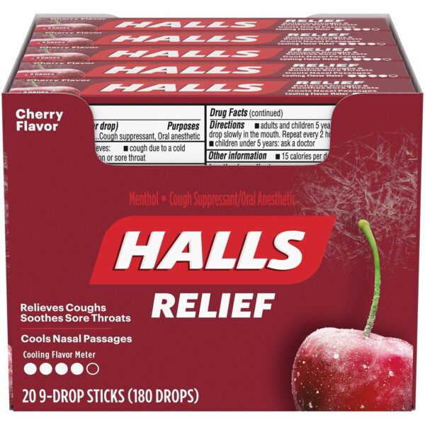 34720 - HALLS CHERRY COUGH DROPS