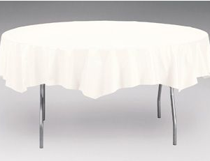 27764 - 82" ROUND WHITE PLASTIC TABLE COVER