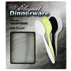 20494 - HEAVY WHITE PLASTIC TEASPOONS