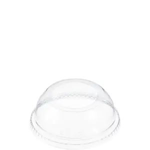 24272 - 5-20oz CLEAR PLASTIC DOME LID WITH HOLE DLW662