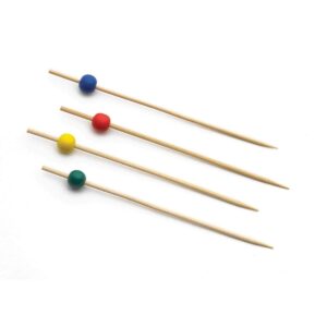 26068 - 4.5" ASSORTED COLOR BALL BAMBOO PICKS