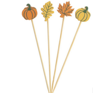26030 - 4.5" LEAVES & PUMPKINS BAMBOO PICKS