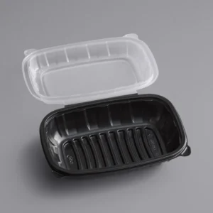 24668 - 9X6X3 HINGED HOAGIE BLK W/CLR LID